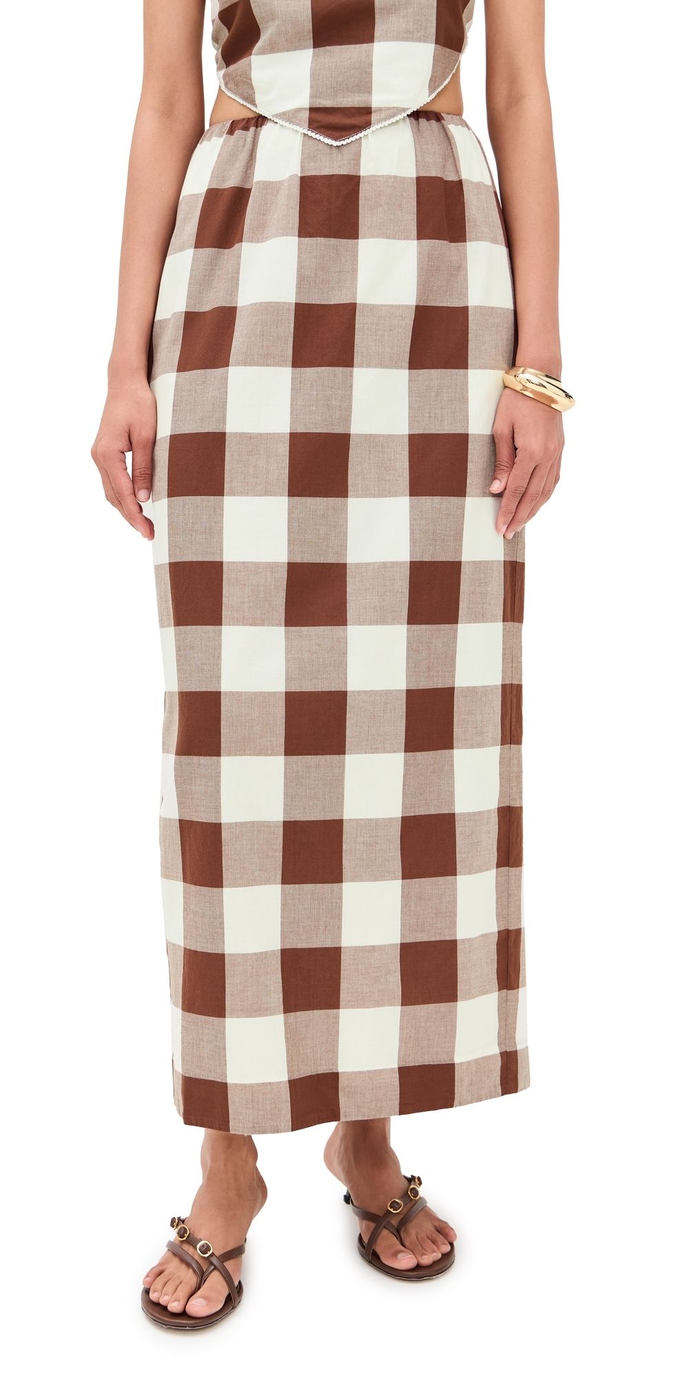 POSSE Mira Skirt Mocha Gingham L