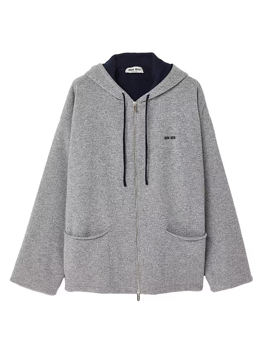 Women's Cashmere Cardigan Hoodie - Grey - Size 8