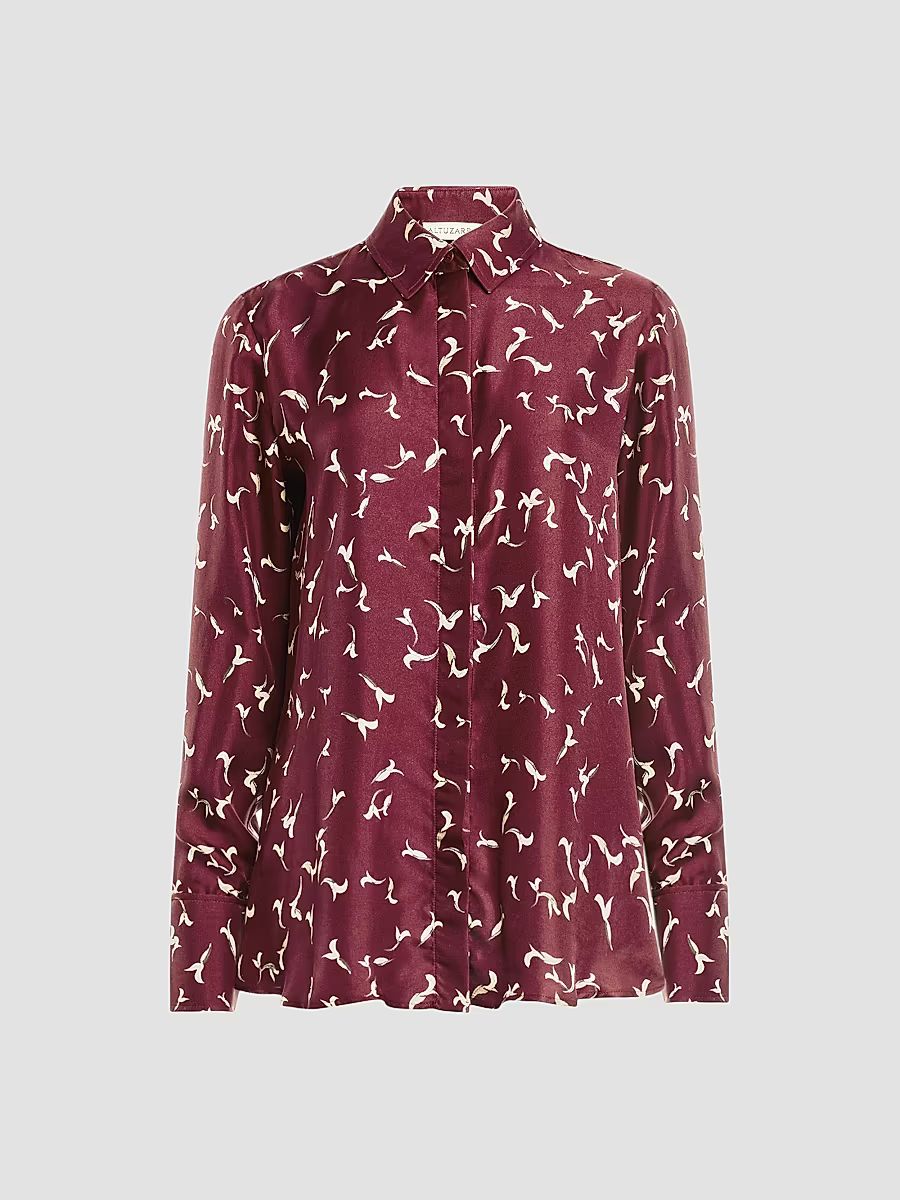 Women's Chika Printed Drape Top - Grenache Botanical - Size 2