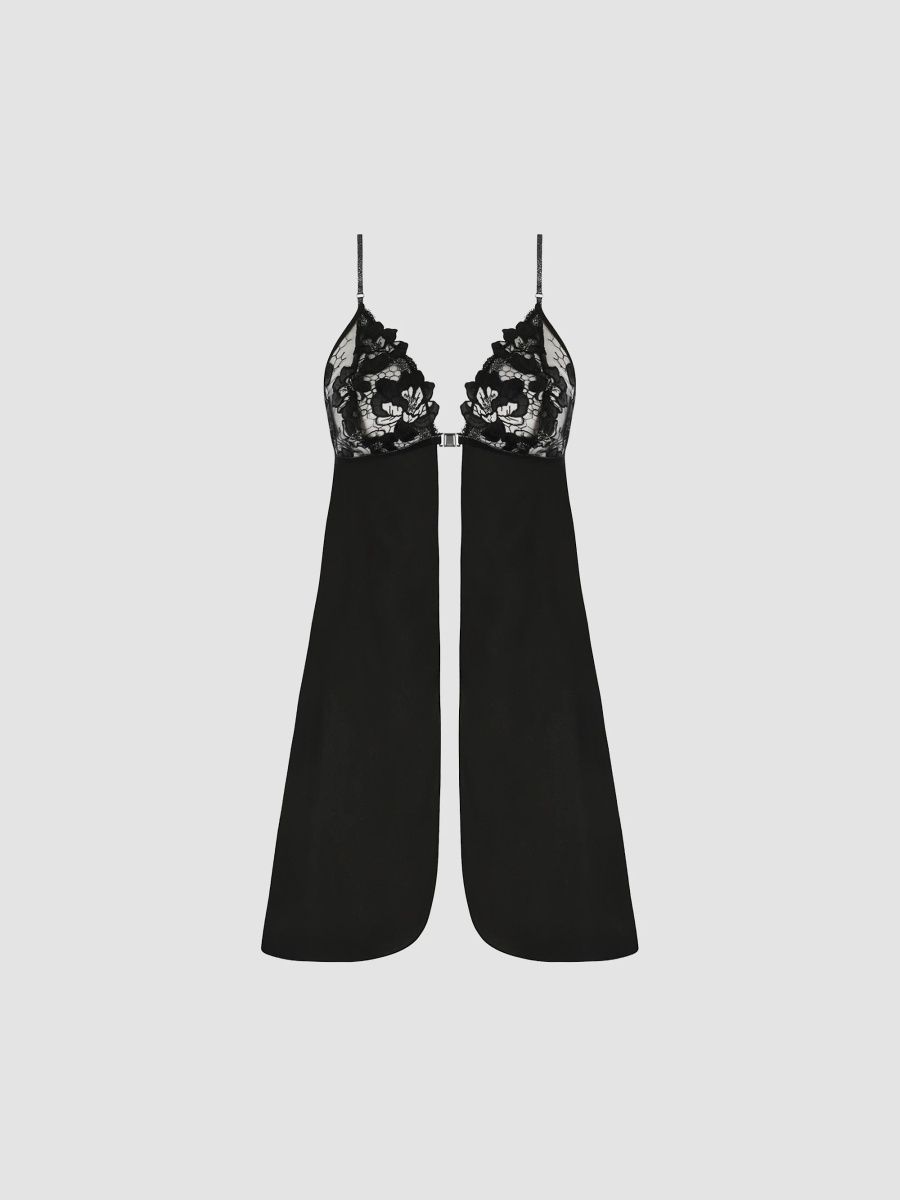 Lise Charmel Women's Cuir Sexy Couture Baby Doll - Noir Argent - Size Medium
