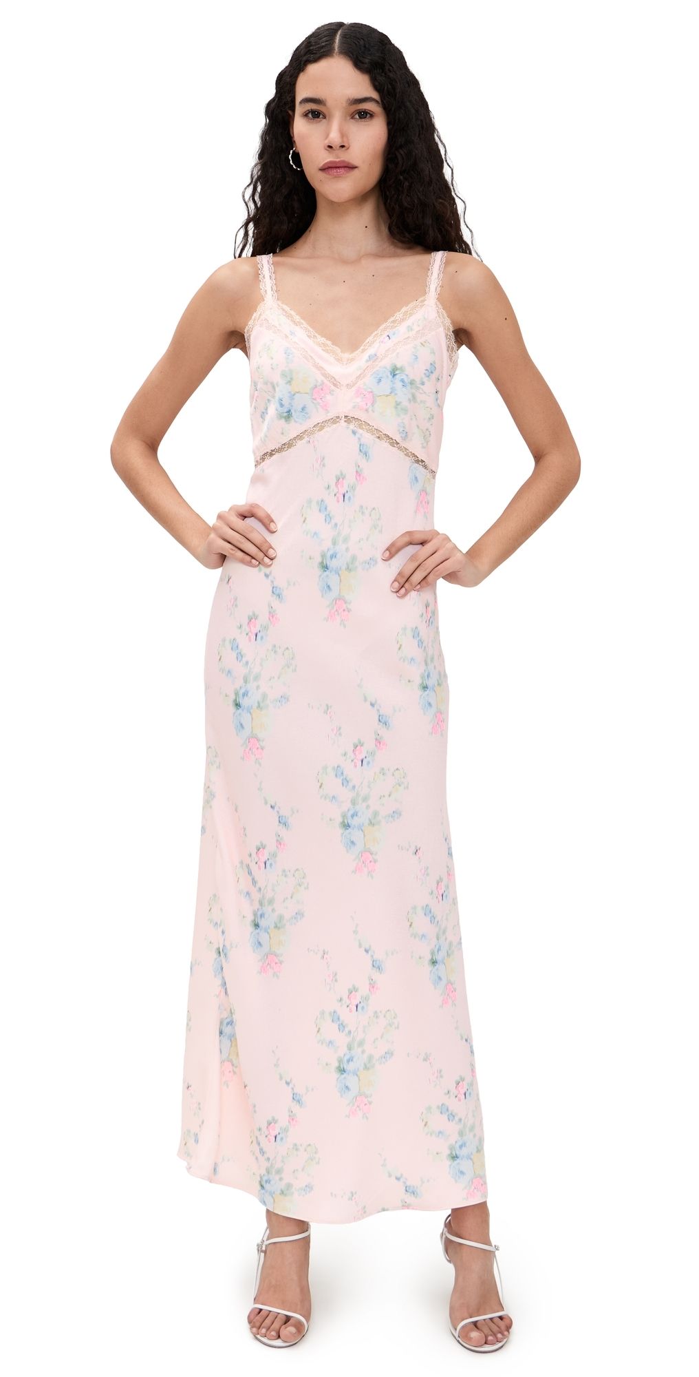LoveShackFancy Annabeth Maxi Dress Rosy Trellis XS