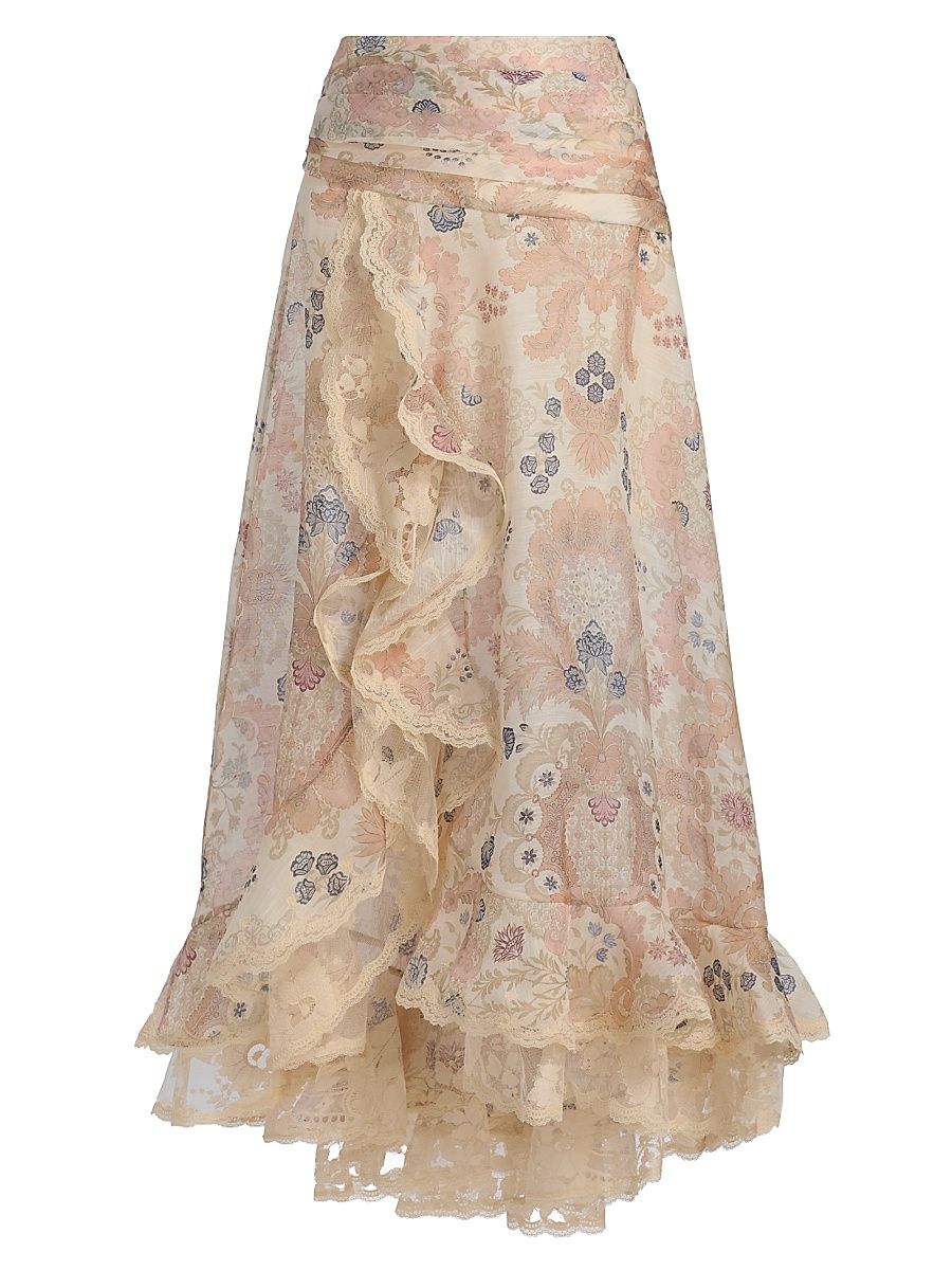 Women's Rebellion Lace Maxi Skirt - Cream Floral - Size 8