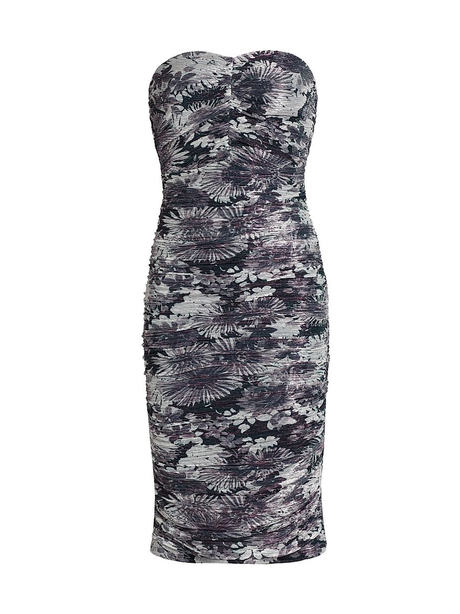 Women's Bonnie Floral Ruched Tube Dress - Dove Grey Floral - Size 2