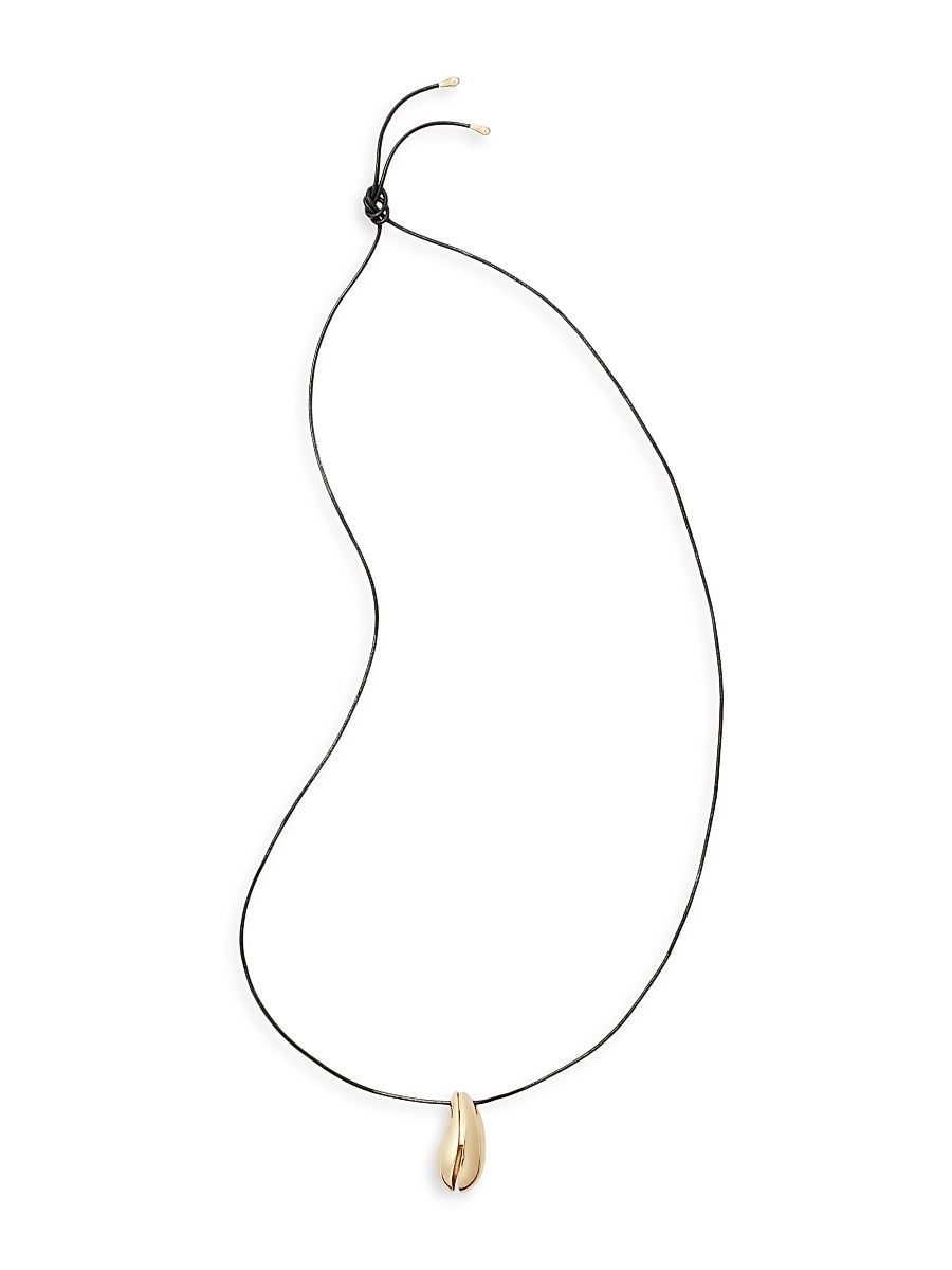 Women's Wave Goldtone Pendant Necklace - Light Brass Black