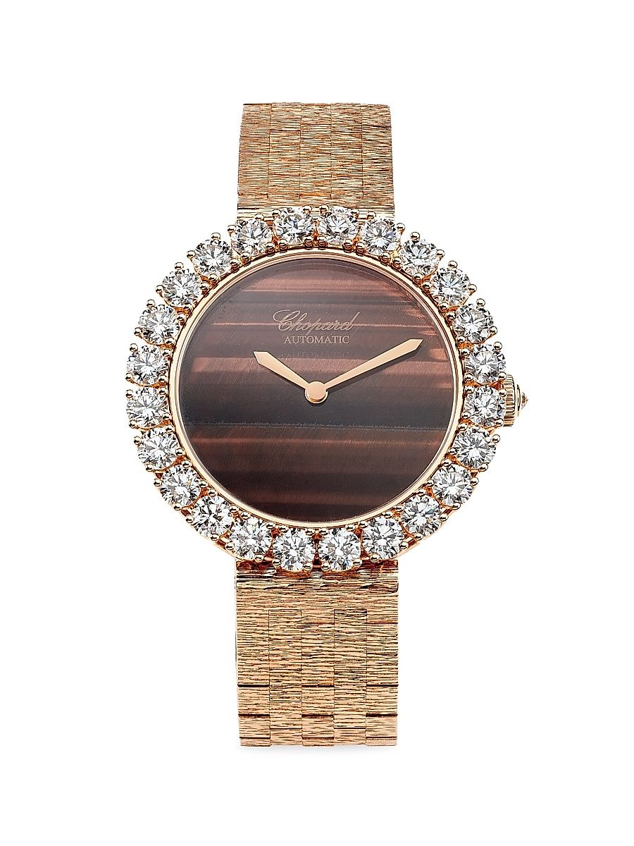 Women's L'Heure Du Diamant 18K Rose Gold, Tiger's Eye, & 5.51 TCW Diamond Bracelet Watch/35.75MM - Rose Gold