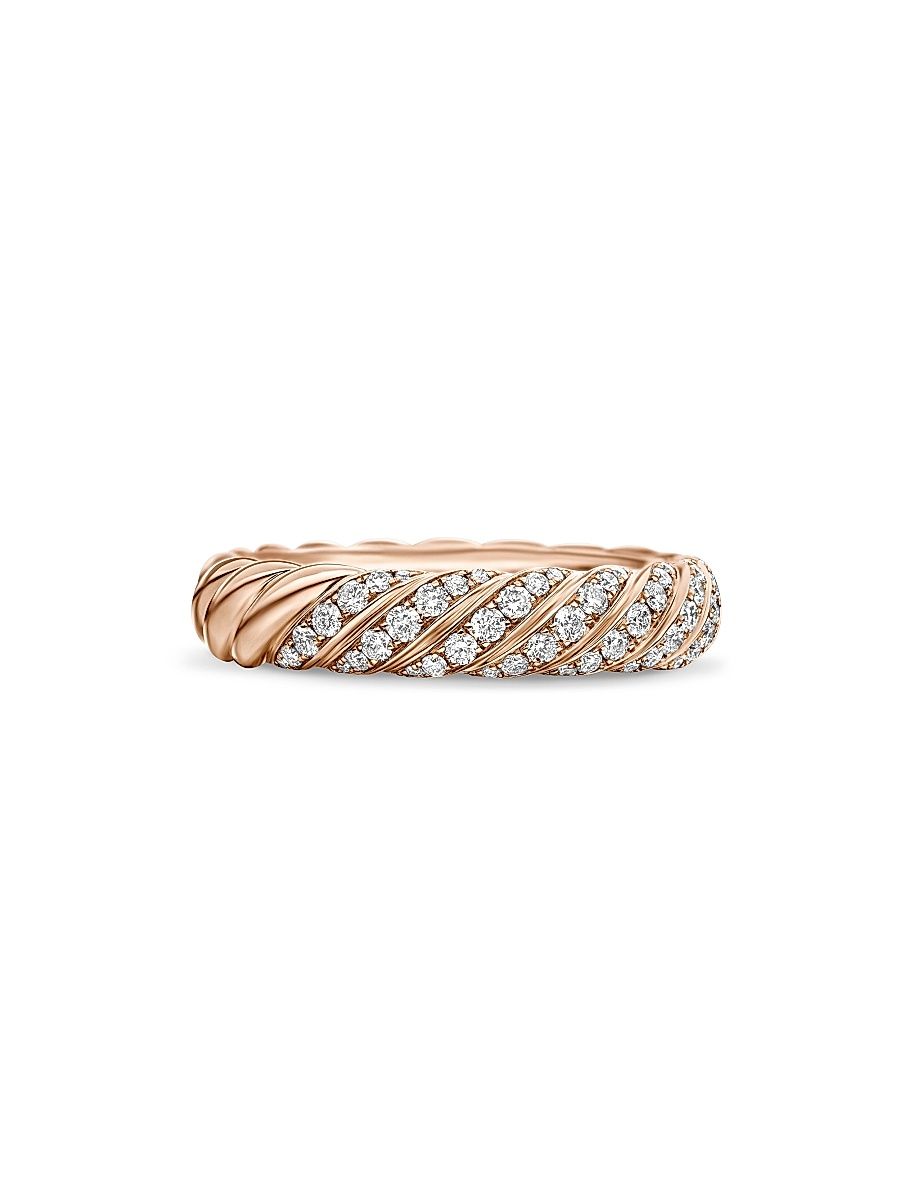 Women's Sculpted Cable Band Ring In 18K Rose Gold - Rose Gold - Size 7