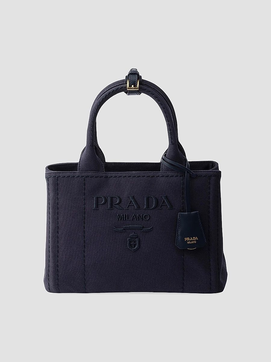 Prada Women's Jardinière Small Cotton Canvas Top Handle Bag - Blue