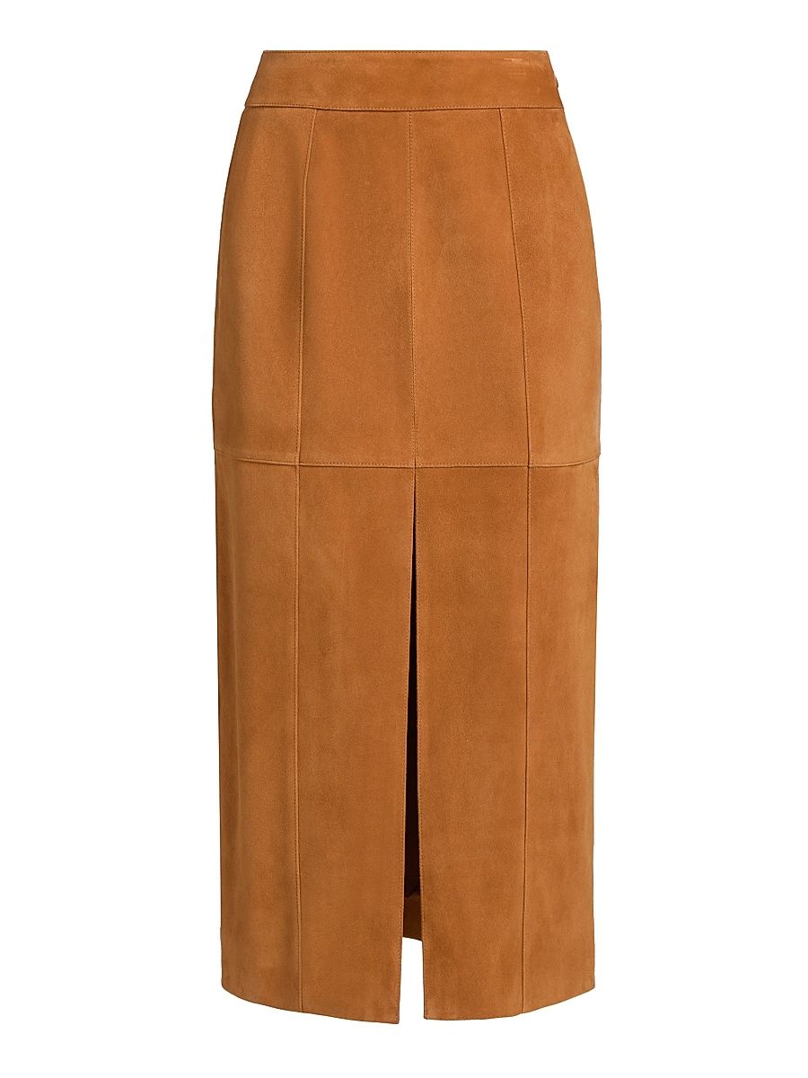 Women's Orion Suede Pencil Skirt - Cognac - Size 0