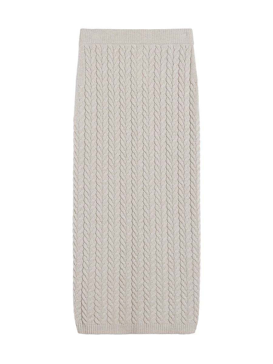 Women's Wool and Cashmere Pencil Skirt - Sand - Size XL