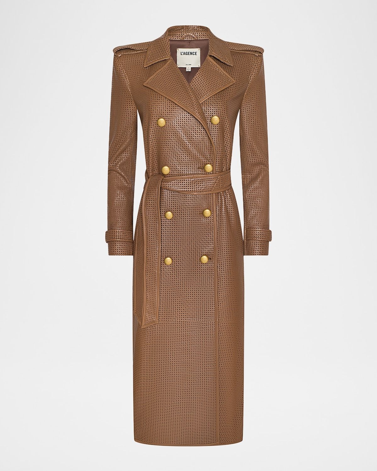 Baylee Perforated Leather Trench Coat