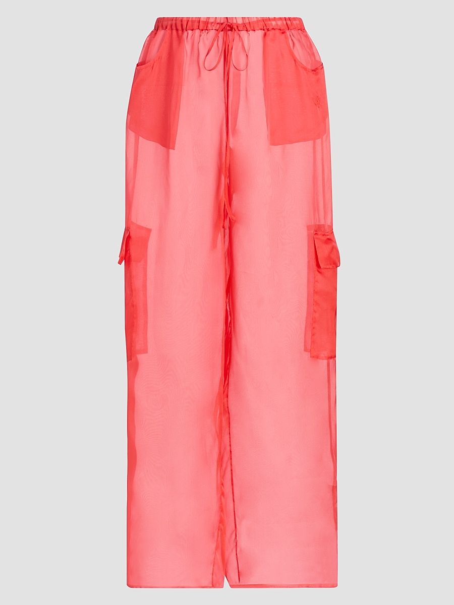 Women's Sheer Silk Organza Pants - Pamplemousse - Size Large