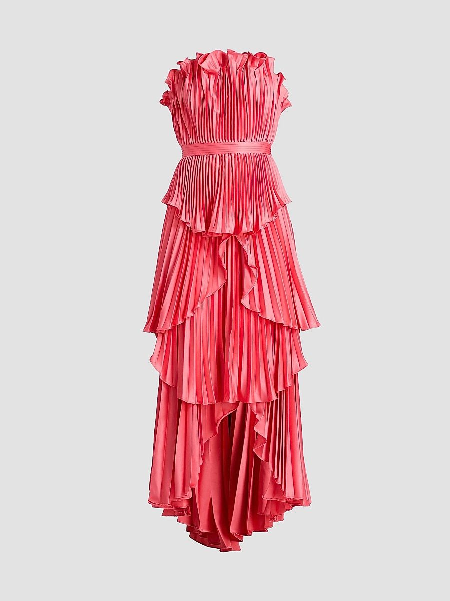 AMUR Women's Janey Tiered Shell High-Low Gown - Aurelia - Size 12