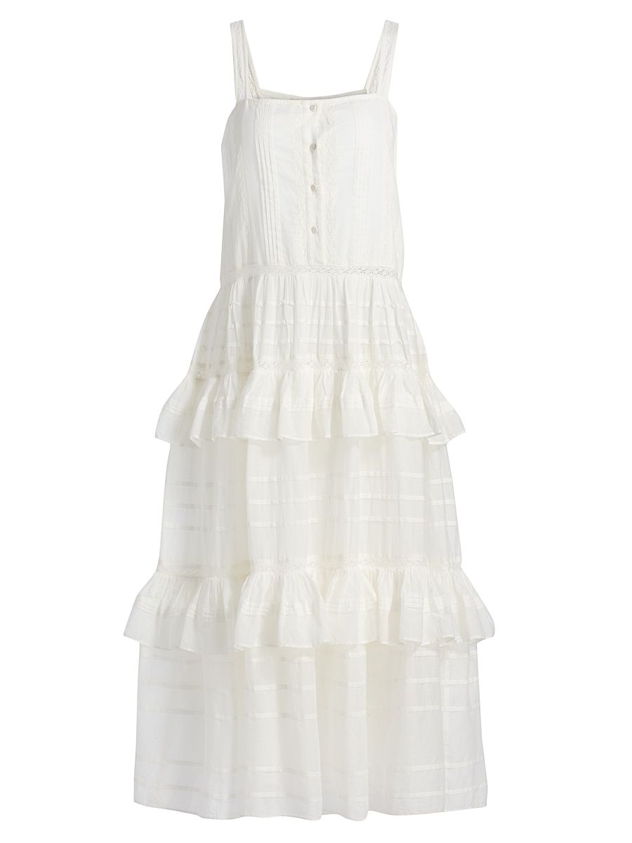 Women's Daria Embroidered Voile Midi-Dress - White - Size XL
