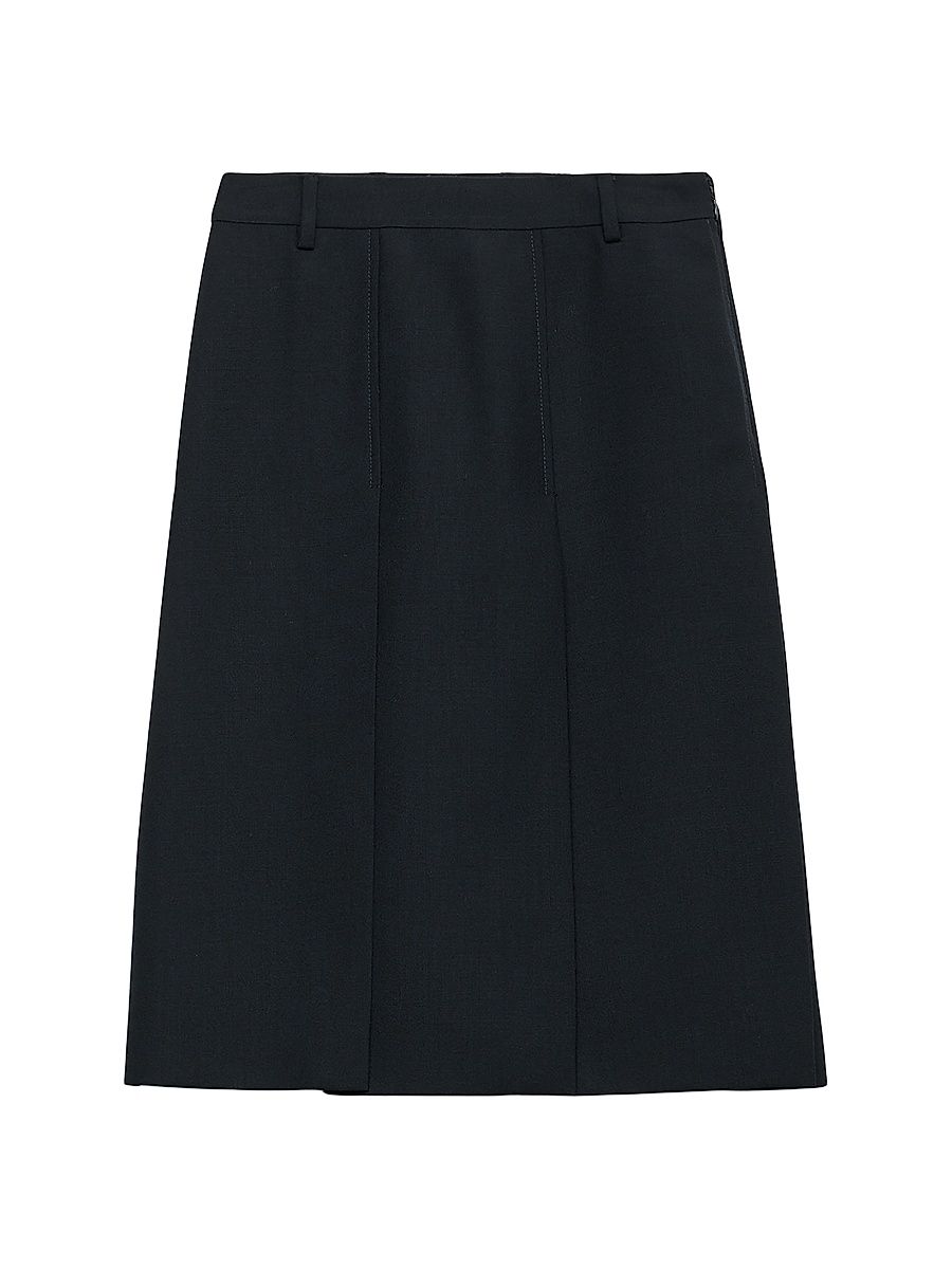 Women's Wool Hopsack Skirt - Navy Blue - Size 0