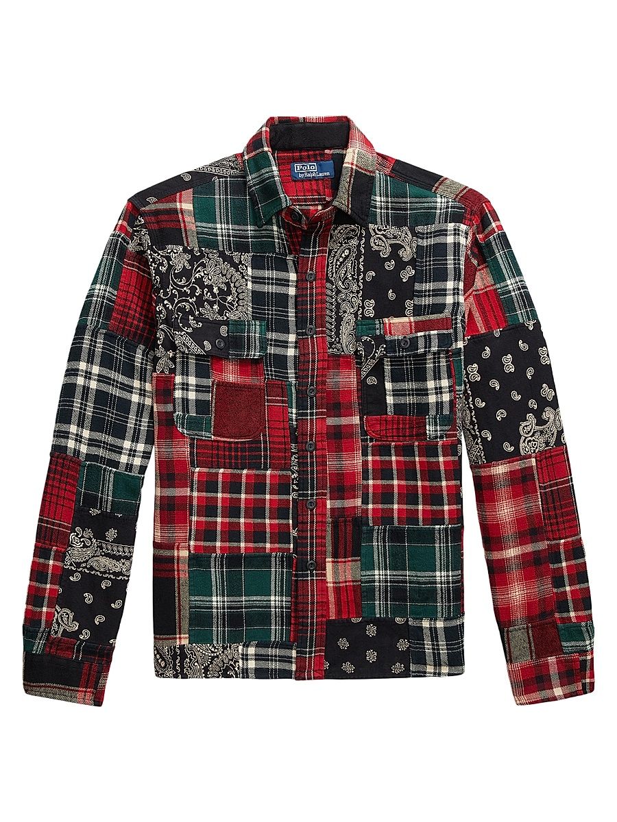 Men's Patchwork Cotton Flannel Shirt - Northwest Patchwork - Size XS