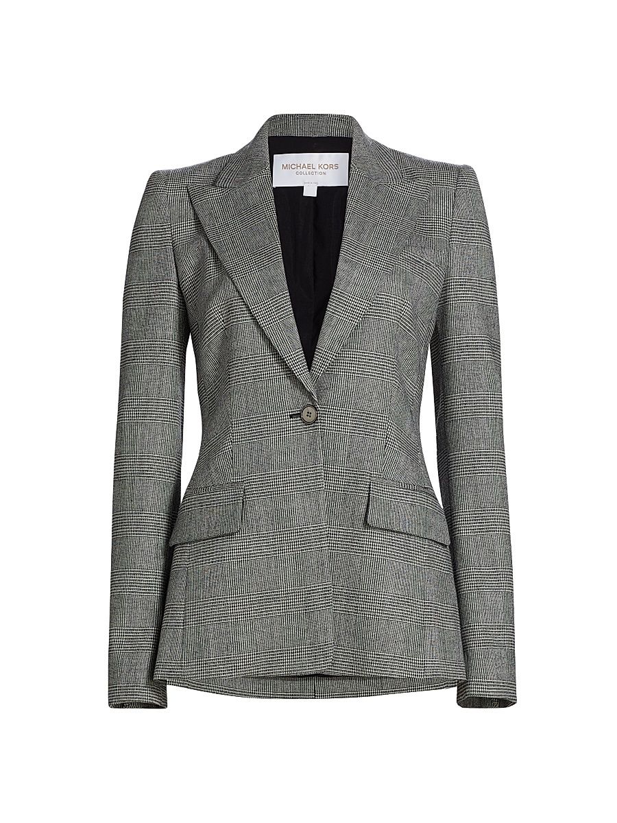 Women's Georgina Glen Check Blazer - Black White - Size 10