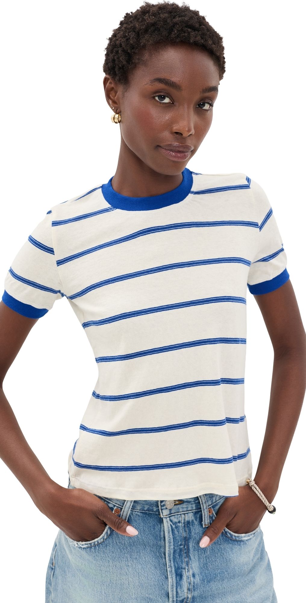 ASKK NY Classic Ringer Tee Blue Stripe XS