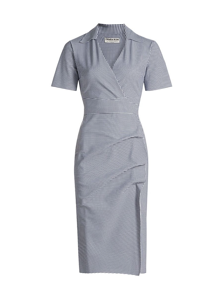 Women's Ittig Checked Knee-Length Dress - Blu Notte Gingham - Size 8