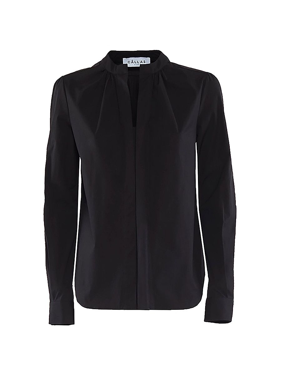 Callas Milano Women's Olympia Long Sleeve Poplin Top - Black - Size 10