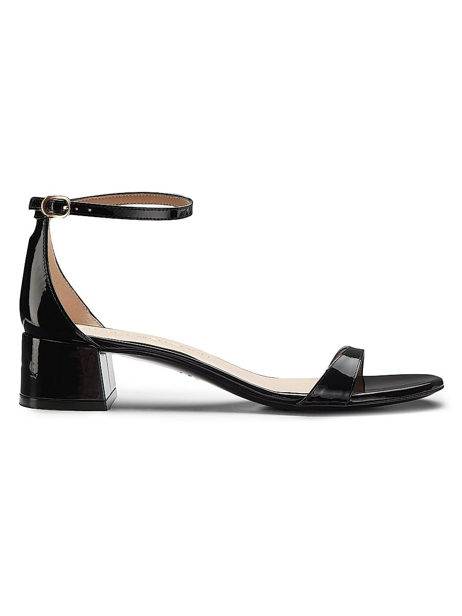 Women's Nudist Block 35MM Patent Leather Sandals - Black - Size 9