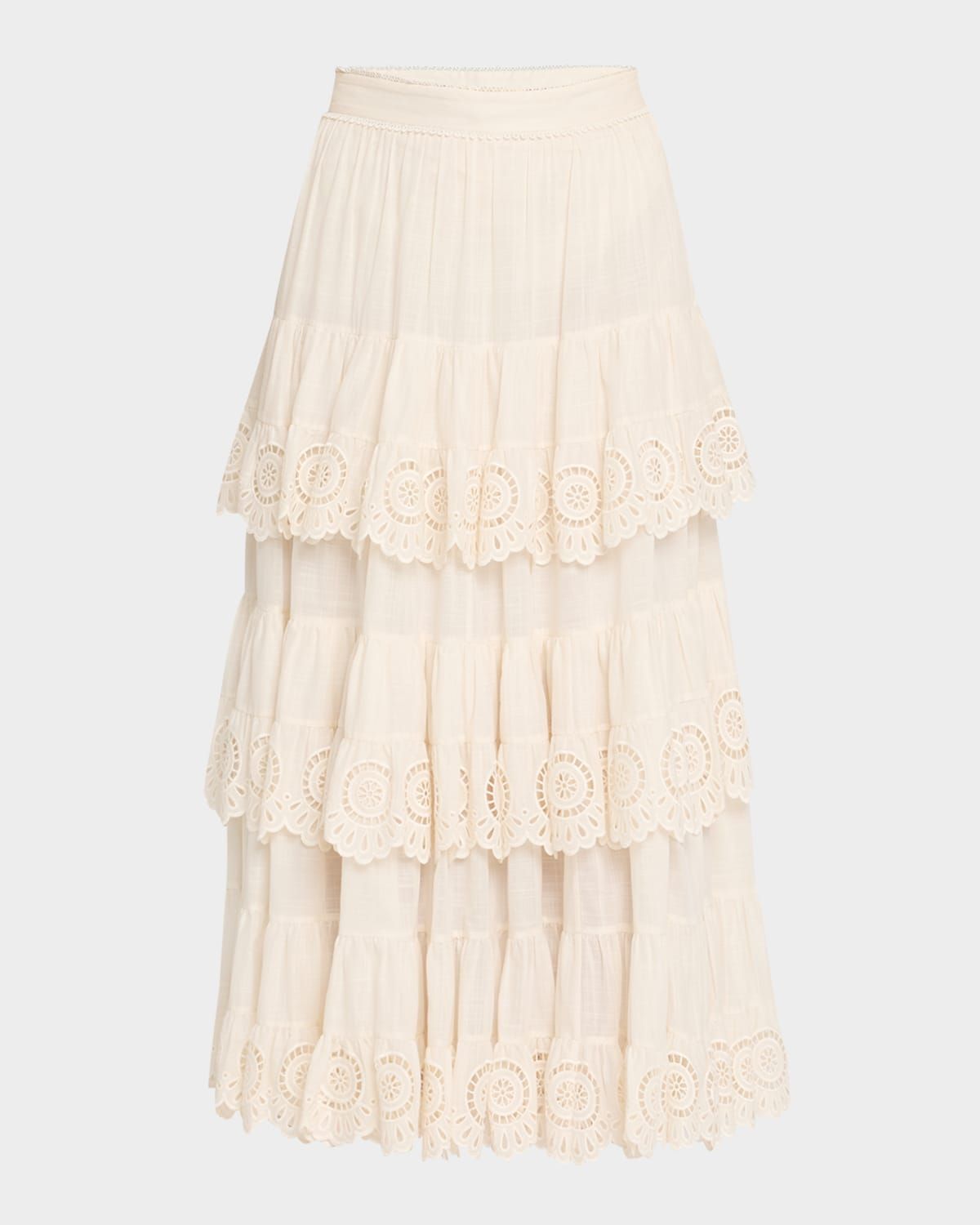 Lucky Embroidered Midi Skirt