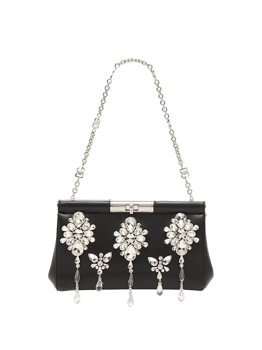 Women's Marlene Crystal-Embellished Leather Shoulder Bag - Nero