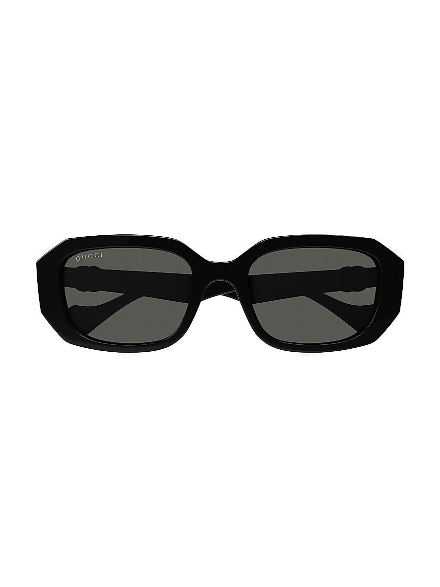 Women's GG Generation Light 54MM Rectangular Sunglasses - Black Grey