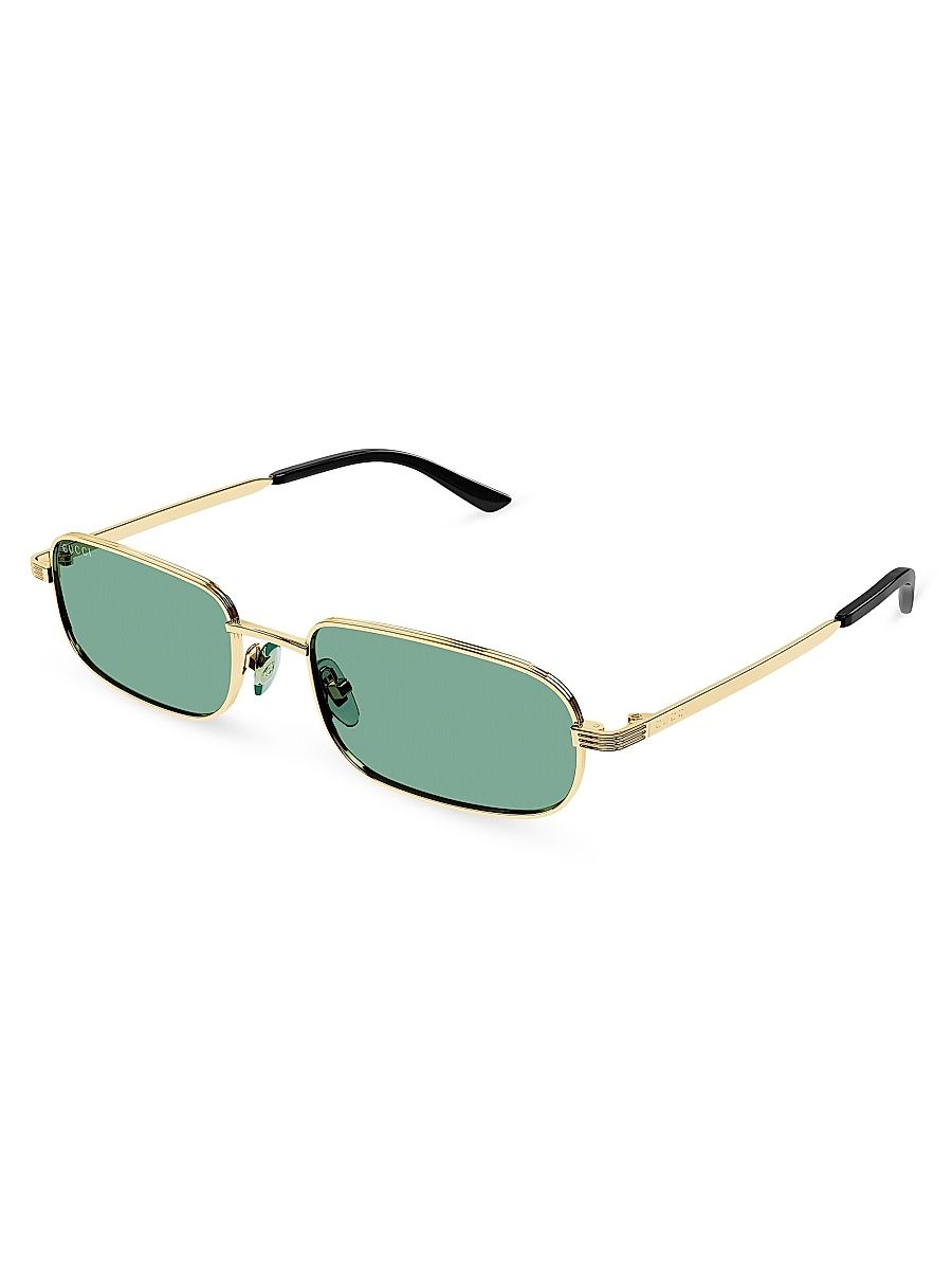 Men's New Light Metal Rectangular Sunglasses - Gold