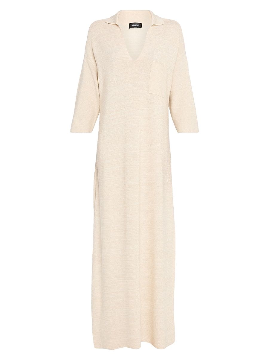 Women's Cotton-Wool Blend Yarn Knit Polo Dress - Burro - Size 8