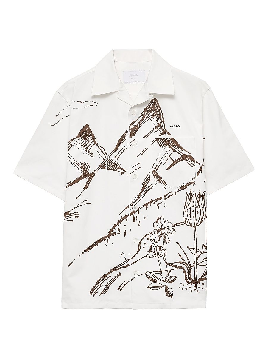 Men's Printed Cotton Bowling Shirt - Size XXXL