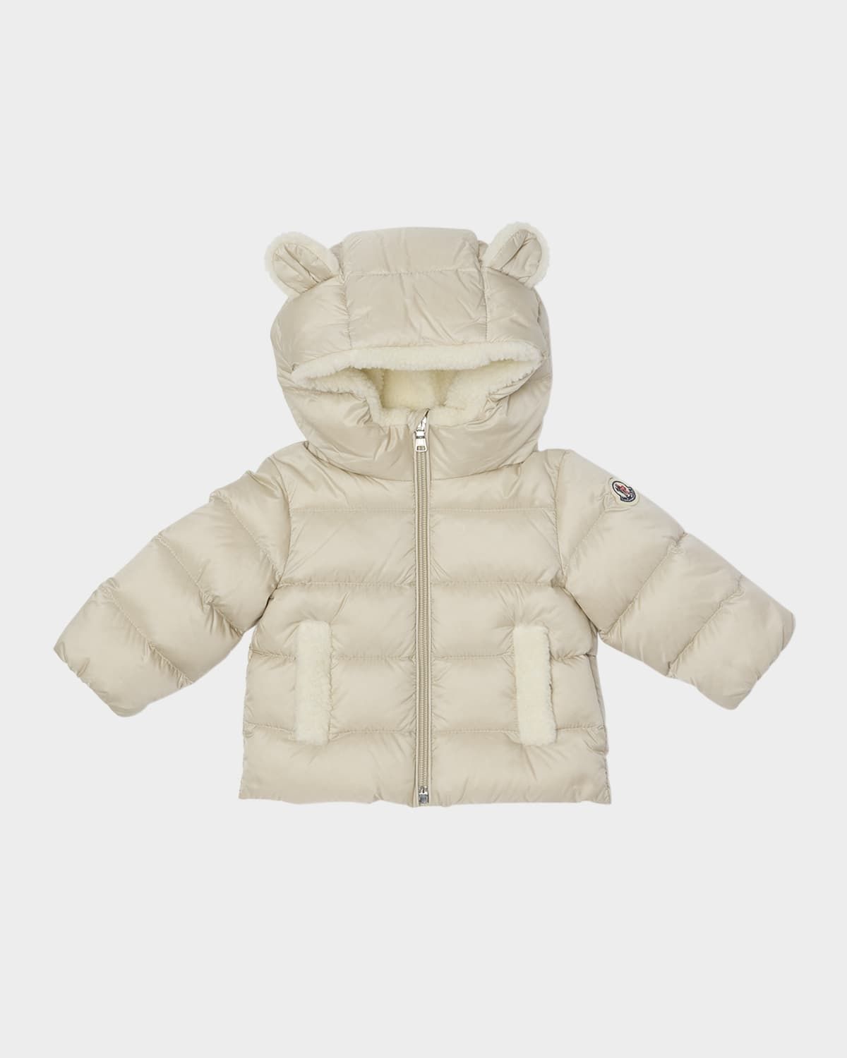 Girl & apos;s Borgan Teddy Bear Ear Hooded Down Coat, Size 6M-3
