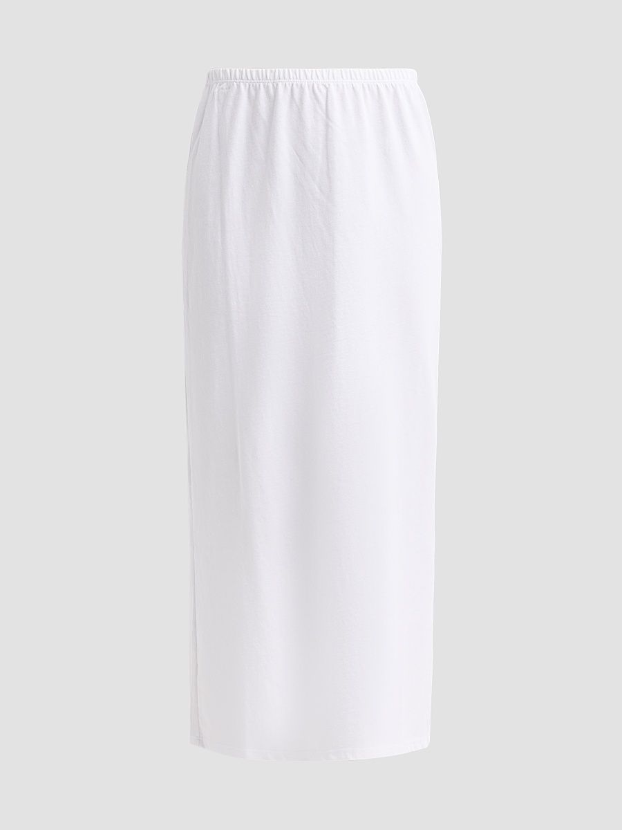 Women's Cotton Midi Skirt - White - Size XL