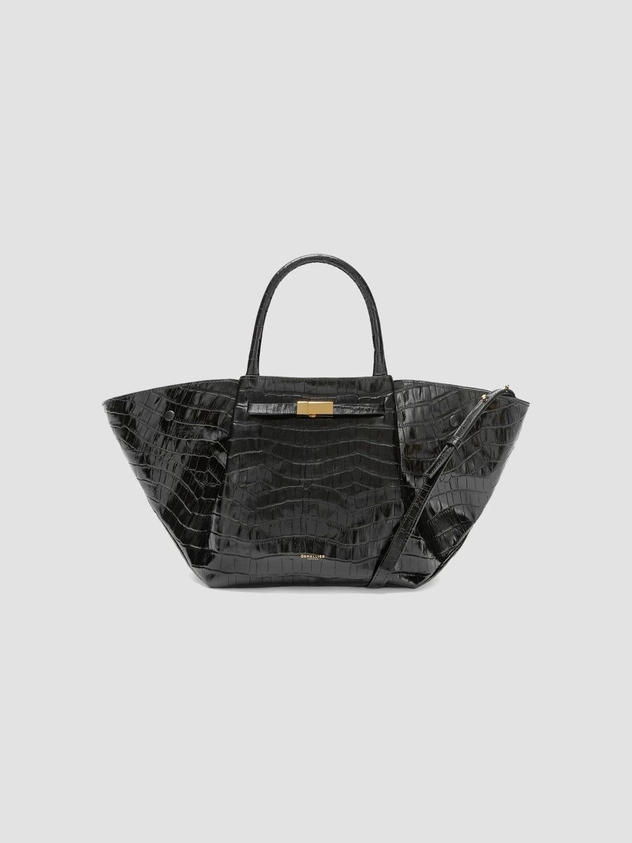 DeMellier Women's The Midi New York Croc-Embossed Tote Bag - Black Croc