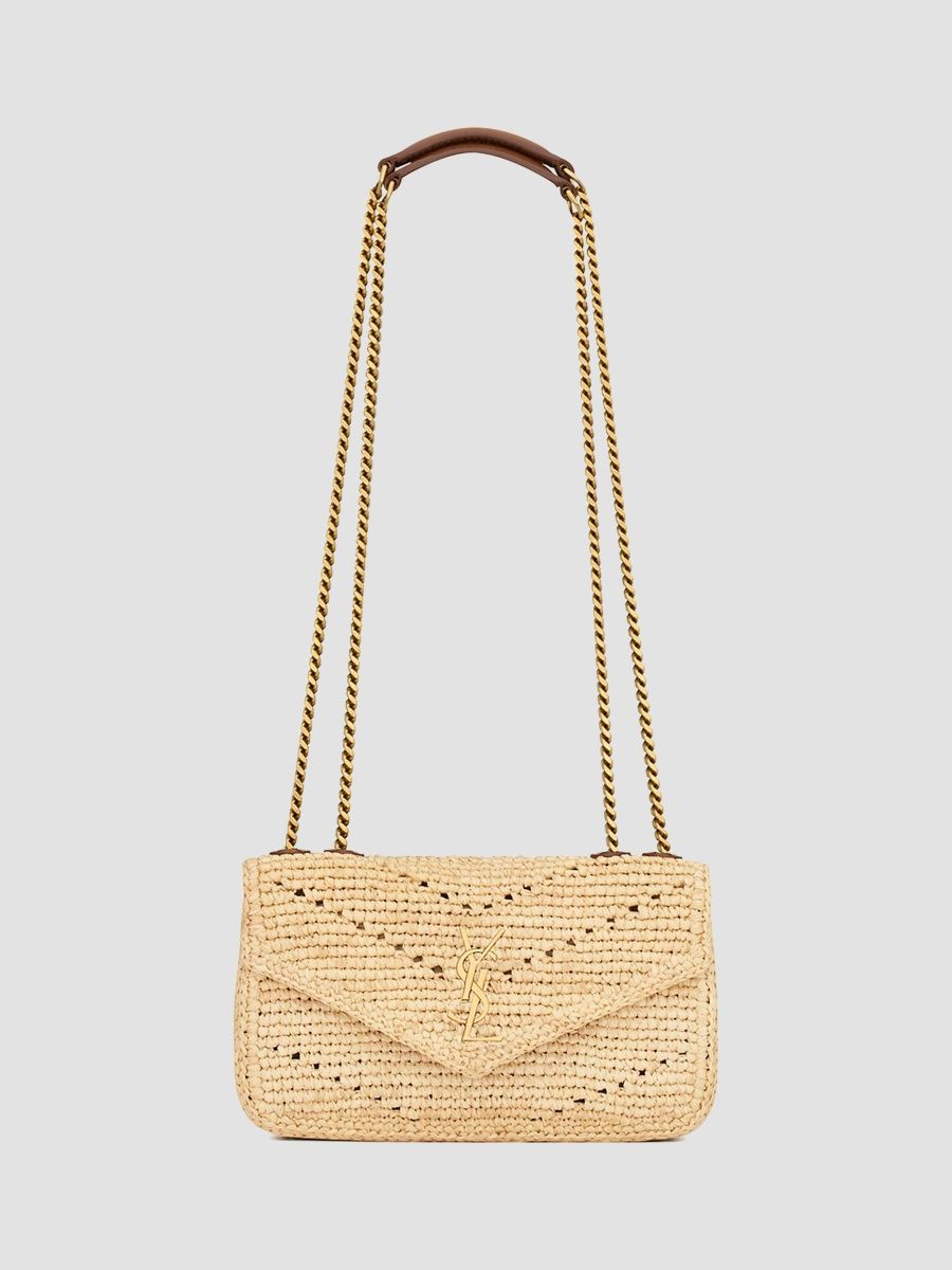 Saint Laurent Women's Loulou Mini Shoulder Bag in Raffia - Natural