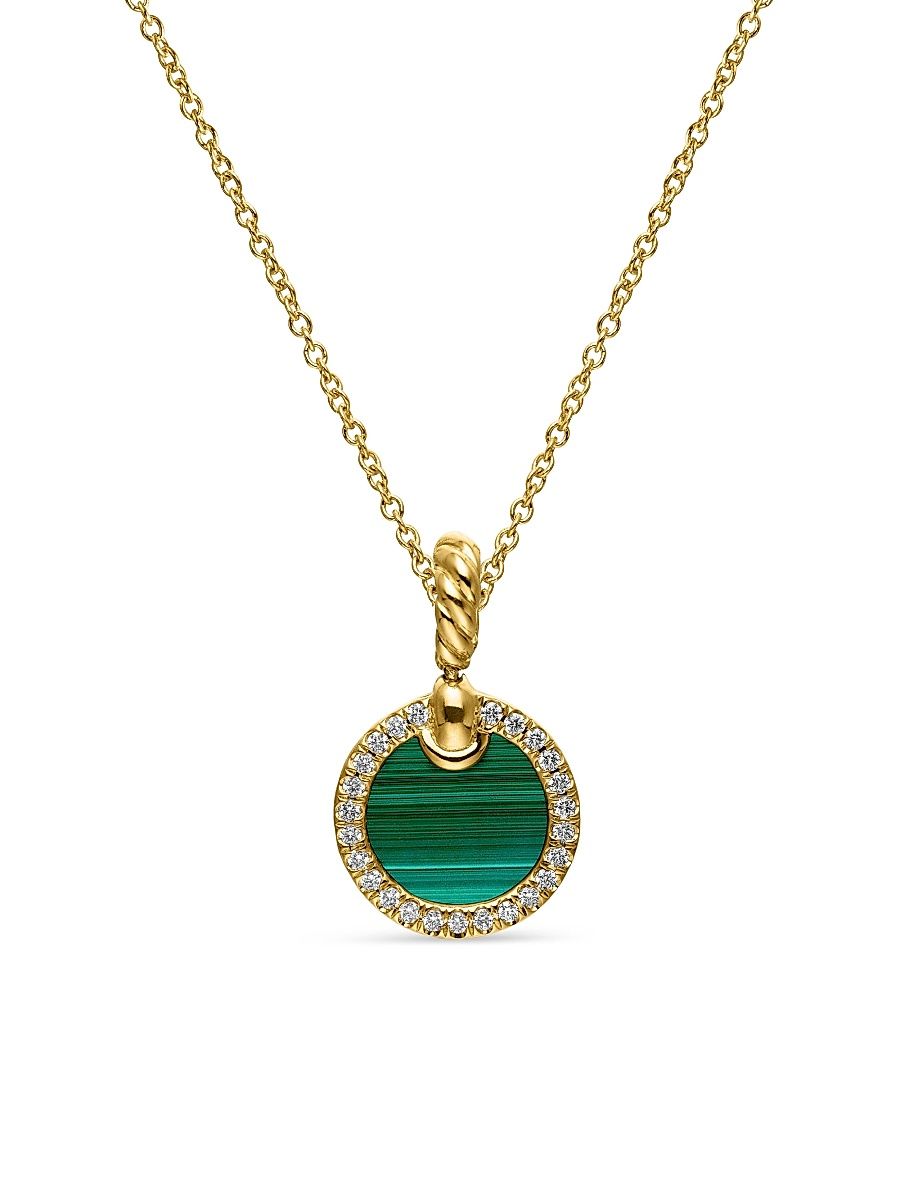 David Yurman Women's Petite Elements Pendant Necklace in 18K Yellow Gold with Pavé Diamonds - Mother Of Pearl