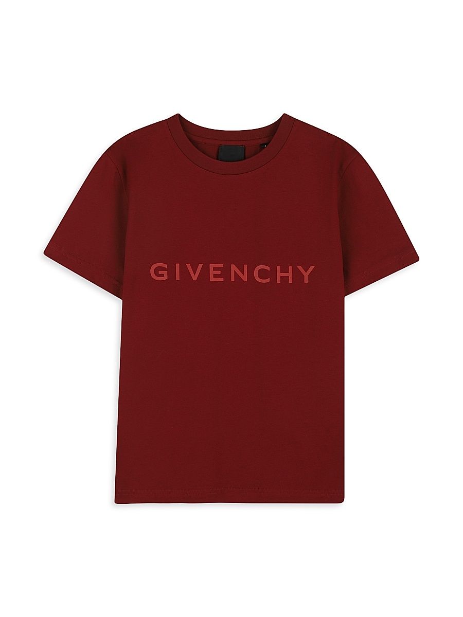 Little Kid's Logo Crewneck T-Shirt - Crimson - Size 8