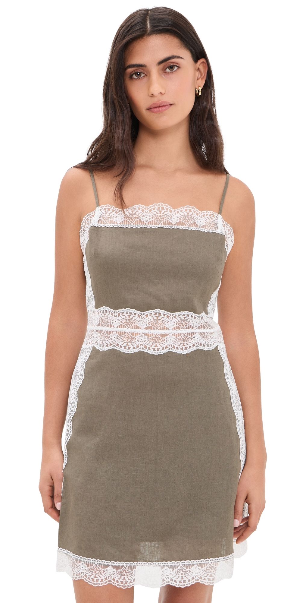 STAUD Amalina Linen Mini Dress Thyme 8