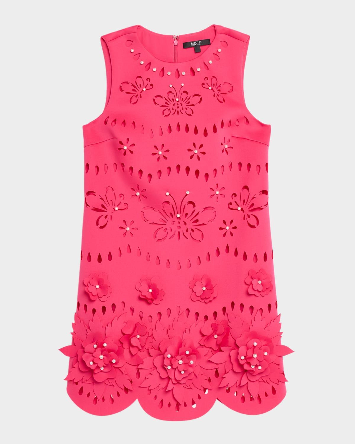 Scalloped Cutout Embellished Mini Dress