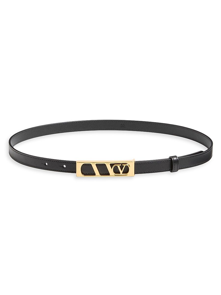 Women's Vlogo Signature Belt In Shiny Calfskin 15 MM - Black - Size Small