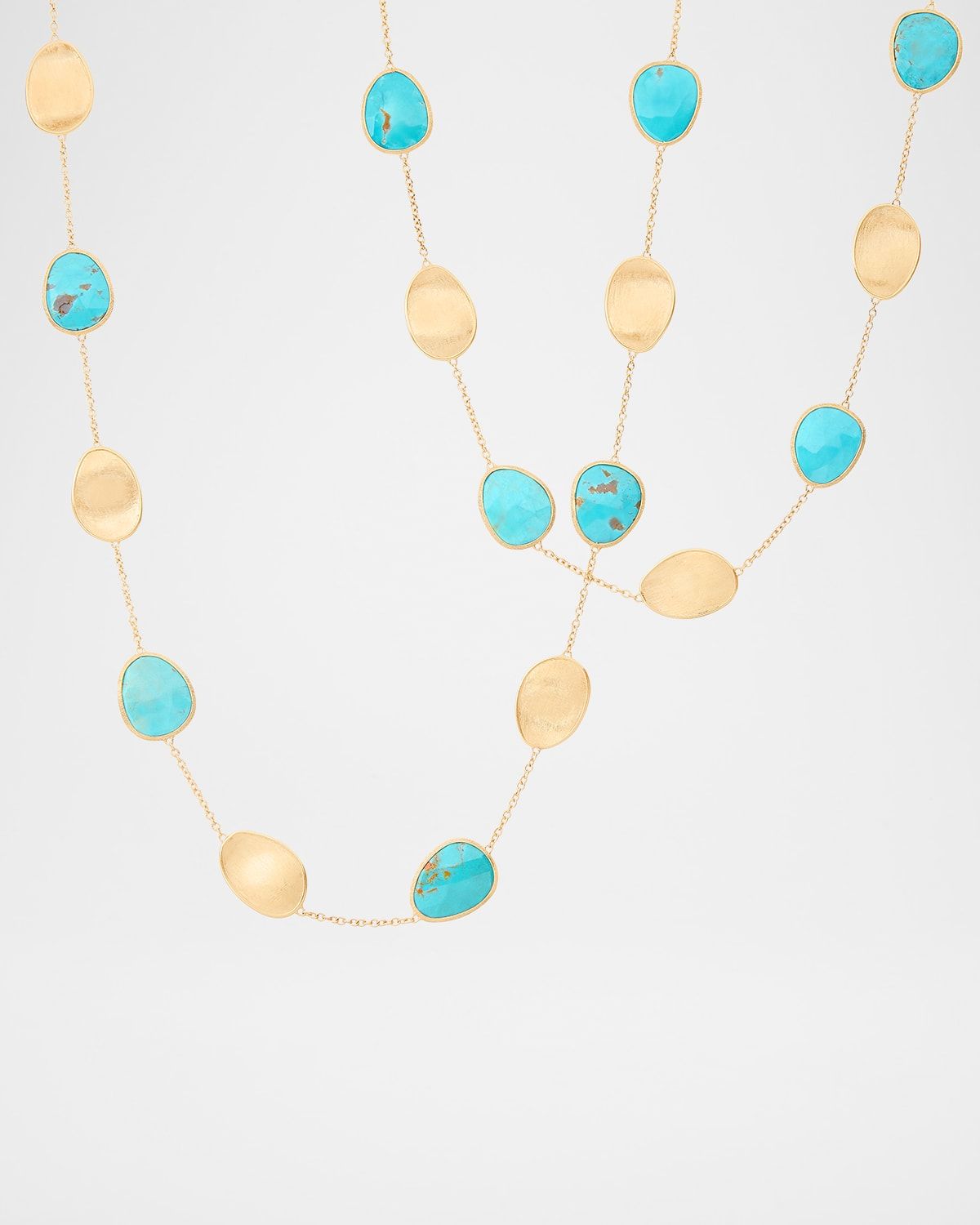 18K Lunaria Necklace with Turquoise, 36"L