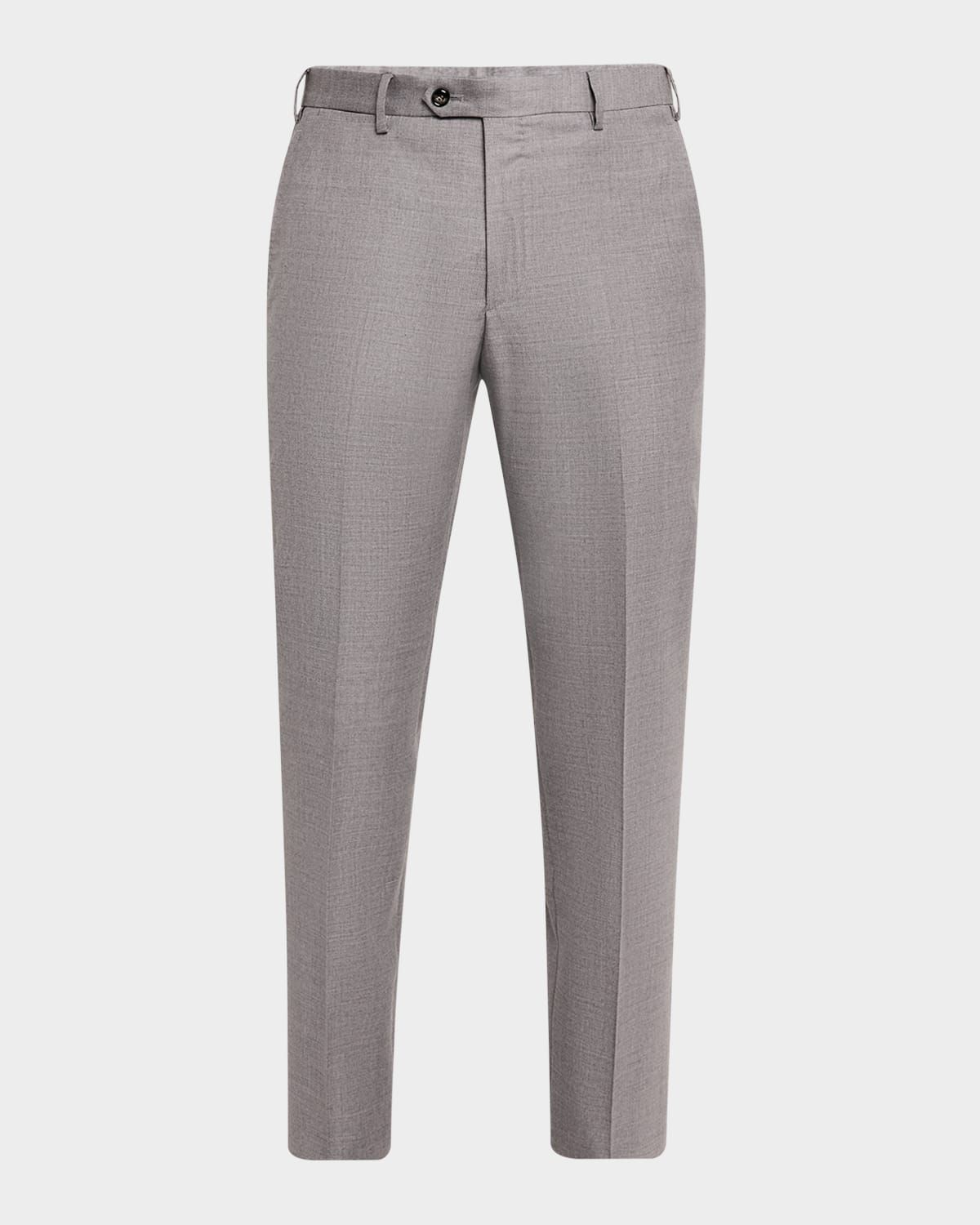 Men & apos;s Wool Flat-Front Trousers