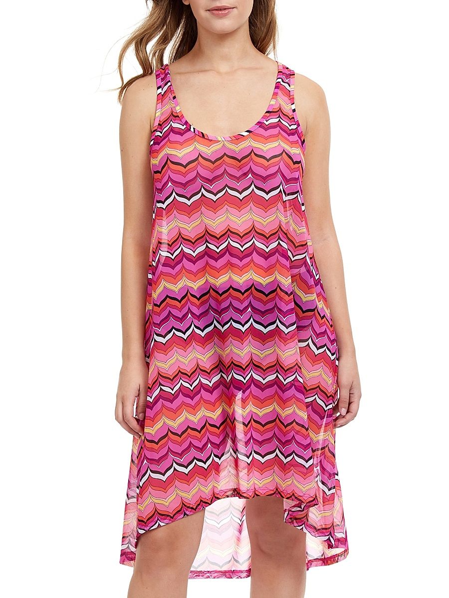 Women's Palm Springs Mesh Swimdress - Pink Multicolor - Size Large