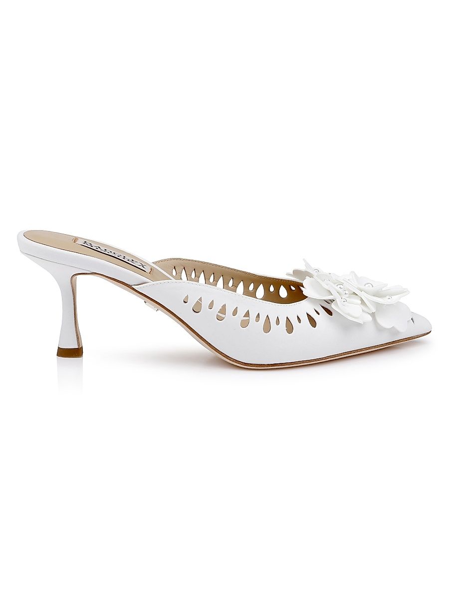 Women's Oriana 65MM Laser Cut Mules - White - Size 11