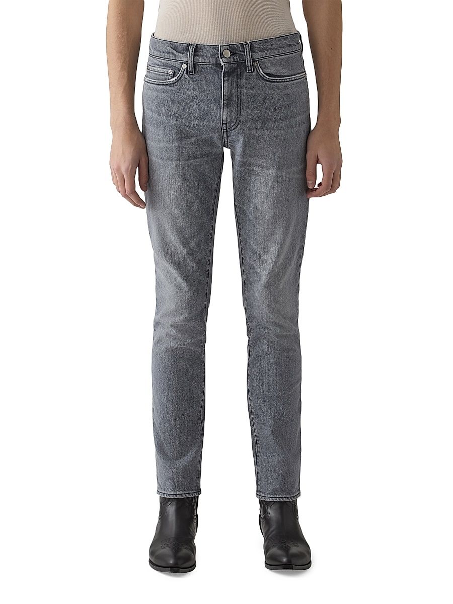 Men's Washed Stretch-Denim Mid-Rise Slim-Fit Jeans - Stone Grey - Size 38