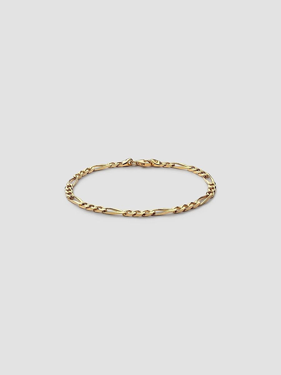 Men's Gold Vermeil Figaro Chain Bracelet 3mm - Polished Gold - Size Medium