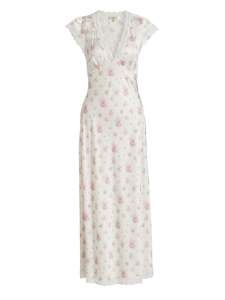 Women's Theodore Silk-Blend Floral Jacquard Maxi Dress - Thulian Pink - Size 12