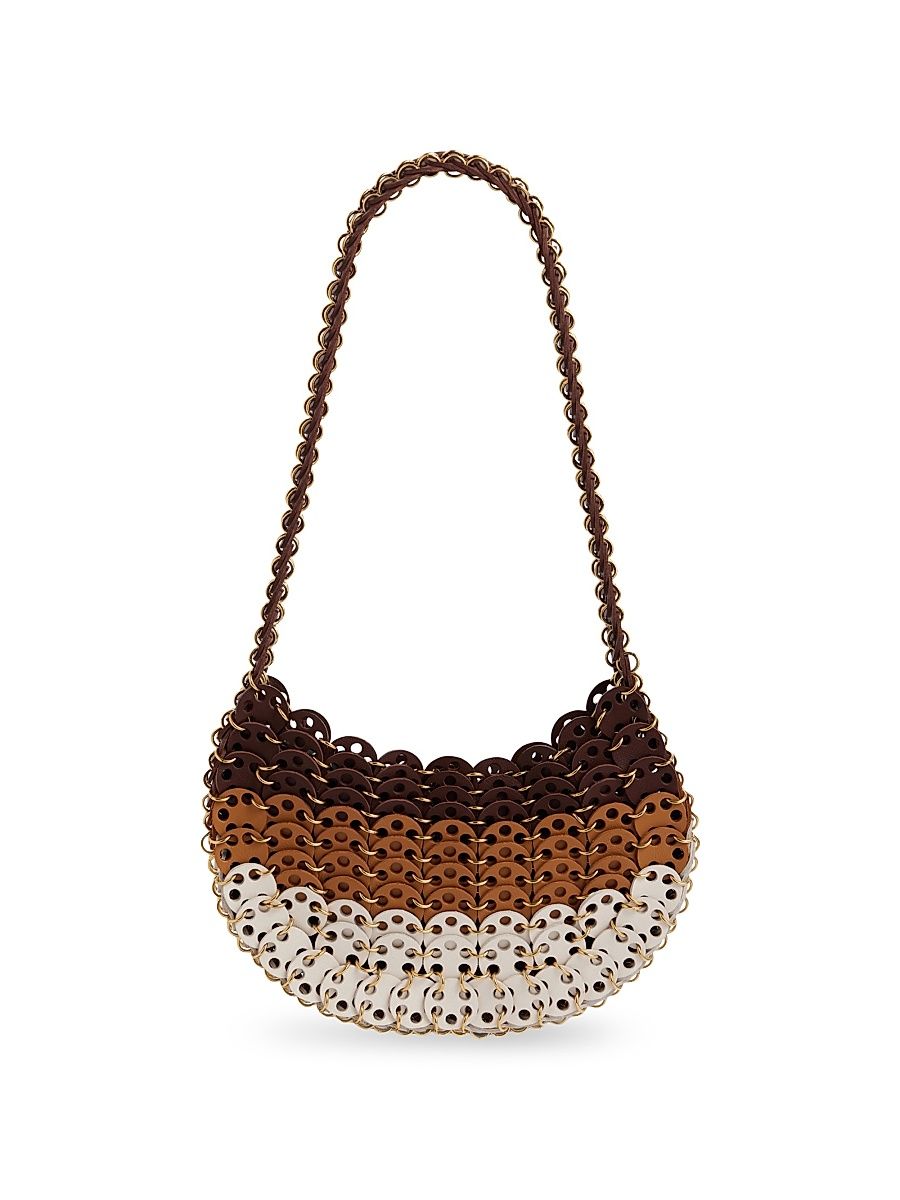 Women's Leather Hand Bag - Brown Off White