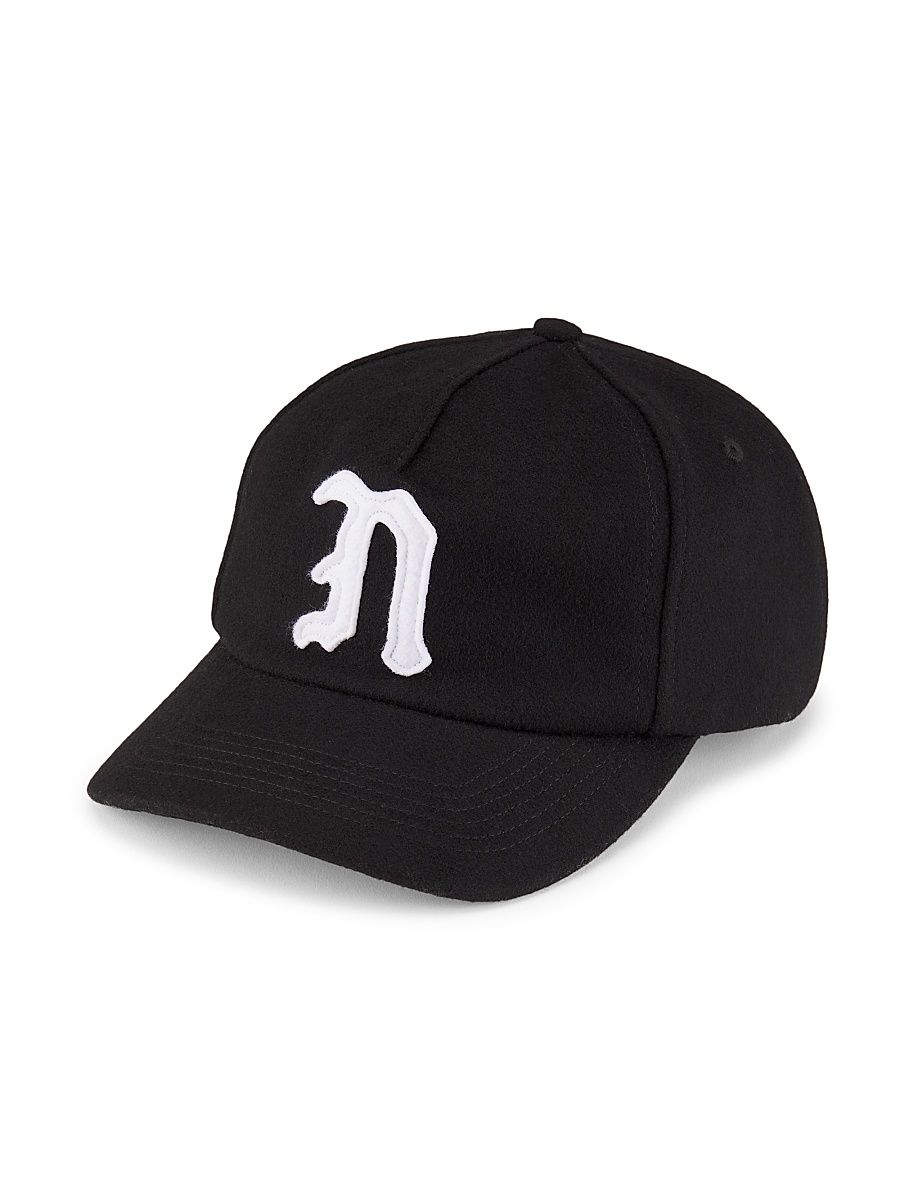 Men's Melton Logo Wool Cap - Black
