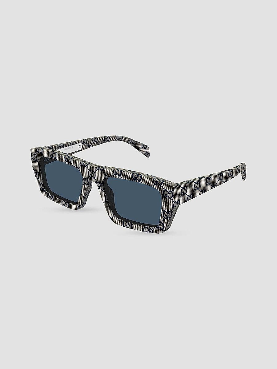 Gucci Men's Rowcut 54MM Rectangular Sunglasses - Beige Blue