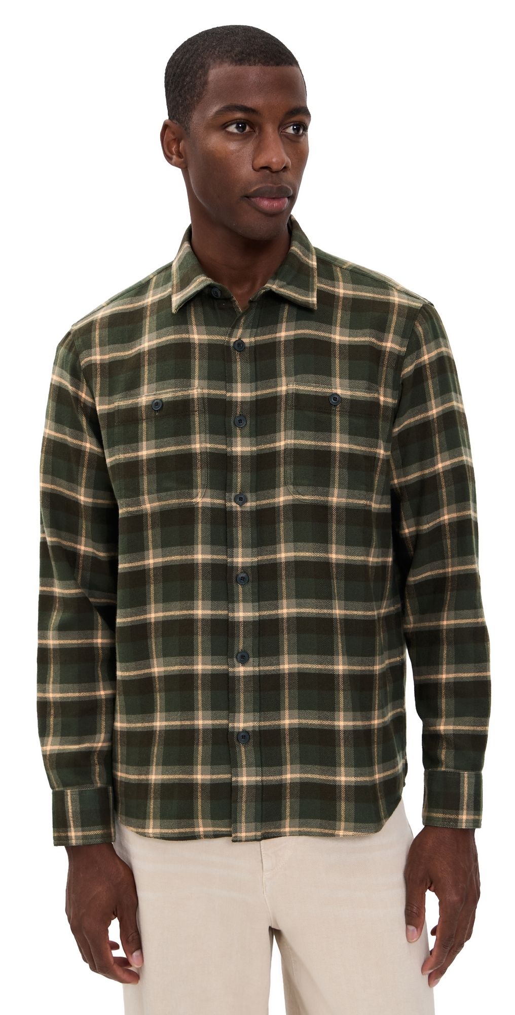 Faherty Nazare Flannel Garret Verde Plaid M